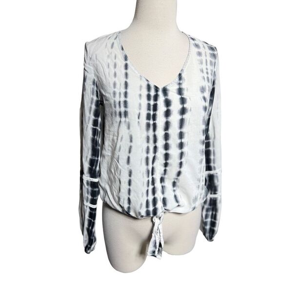 INC International Concepts Long Sleeve Tie Dye Pheasant Blouse Size  XS - Picture 1 of 5